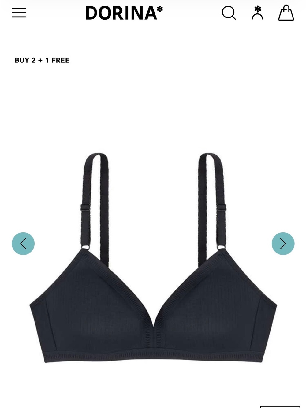DORINA Women's Bralette Non Padded 36D Bra Black Wireless New With Tags